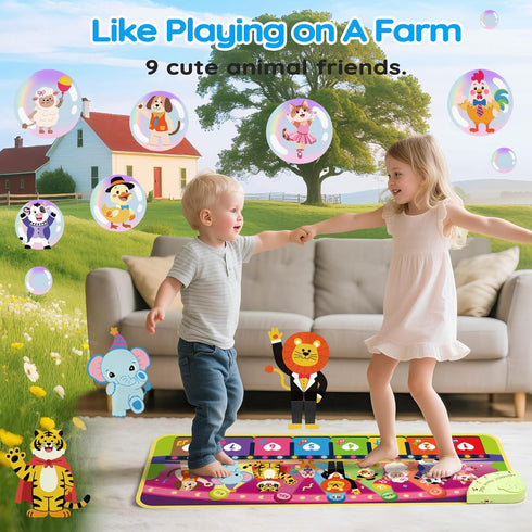 5-Language 1 2 3 4 9 1+ MOMUSE Music Piano Mat (EN/DE/FR/IT/ES) for Year Old Boys Girls, Multilingual Education Baby