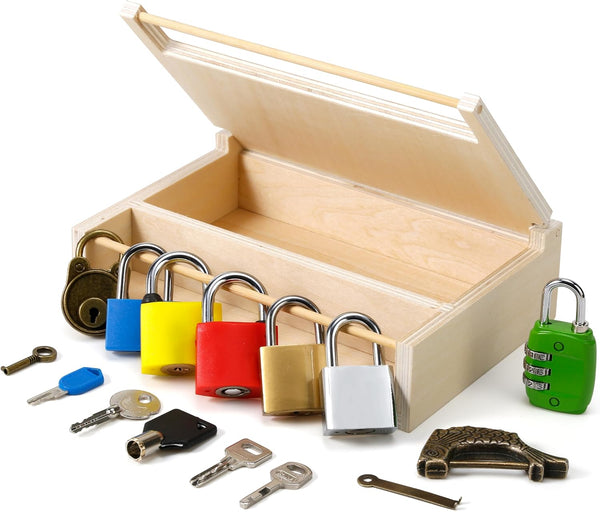 Woodtoe 8 PCS Montessori Lock and Key Toy, Montessori Toys for Toddlers