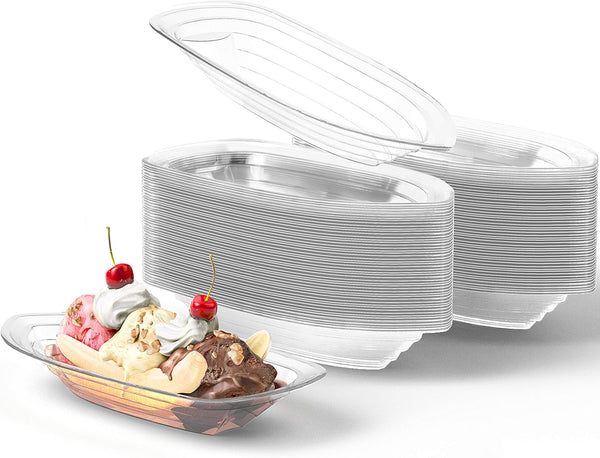 Super Fun Recyclable Banana Split Boats 100 Pack. Best Long 12 Oz