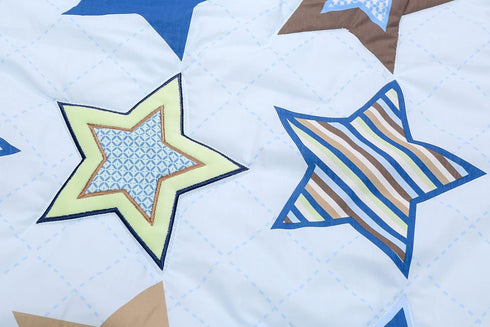 CribMATE 1 Blue Star Nursery Crib Quilted Comforter PC Baby Girl/Baby Boy Crib Quilt Baby Gift Idea (Blue Star)