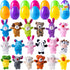 JOYIN 36 Pcs Pre-Filled Easter Eggs Filled with Animal Finger Puppets for
