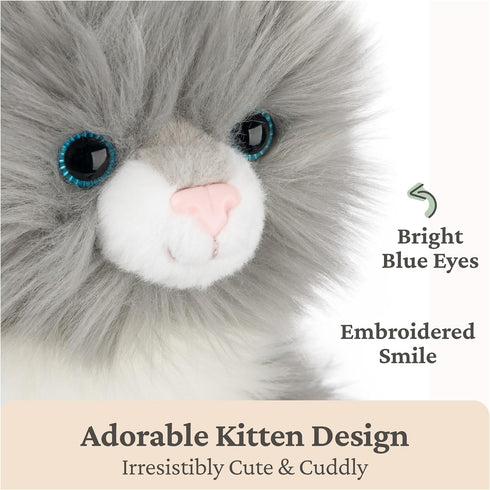 1 9 GUND Camilla Kitten Plush, Premium Cat Stuffed Animal for Ages and Up, Gray/White