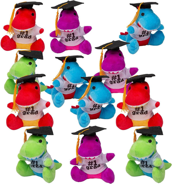 Fun Express Plush Graduation Dinosaur Stuffed Animal 12 Pack - Cute Dino
