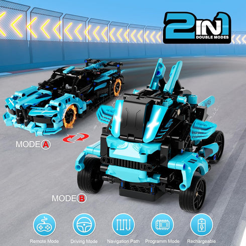 STEM Remote Control Car Building Kit for Kids Age 8-12, 2in1 Robots Building Set, RC Car Toy Set for Boys Girls