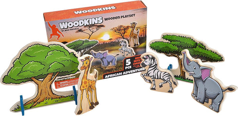 Wild Republic, Woodkins African Wooden Playset, Gift for Kids, Great for Innovative Play, Eco Friendly, Five Piece Boxed Set