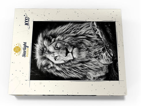 MyPuzzle Premium 1000 Piece Jigsaw Puzzle of Majestic Lion - Black and White Image for Adults