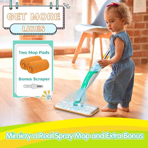 Set 3 4 5 Kids Spray Mop Toddler-Size Mini Mop with Real Water Spray, Toddler Cleaning Toy for Kids Montessori Toys