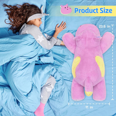 23.6 inch 5 lbs PEACH CAT Hippo Weighted Stuffed Animals Large Hippopotamus Plushies Cute Plush Toys Gifts for Kids