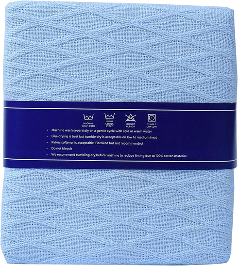 Linteum Textile (30x40 in, Blue) Toddler Baby NAP Blanket, Extra Soft 100% Cotton, Cozy & Warm, Perfect for Cuddling, Sleeping by Linteum Textile Supply