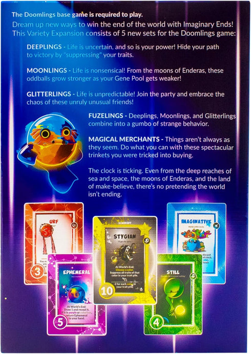 Doomlings 127 5-in-1 8+, 26 Card Game: Imaginary Ends Variety Expansion New Cards, Bundle (Magical Merchants