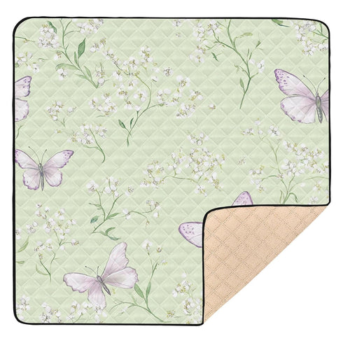 EtherSpher Green Spring Butterfly Large Sturdy Baby Girl Play mat for Indoor Outdoor