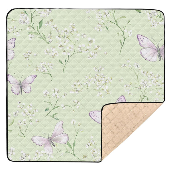 EtherSpher Green Spring Butterfly Large Sturdy Baby Girl Play mat for Indoor Outdoor