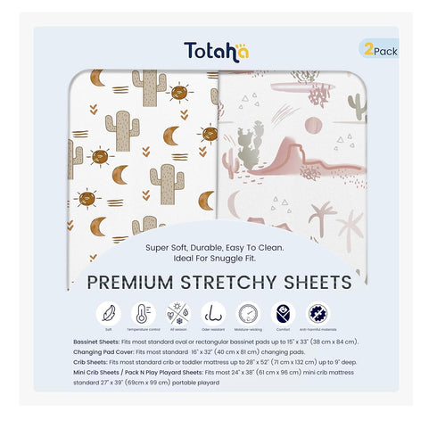 TotAha Cactus Changing Pad Covers - Buttery Soft Changing Table Cover for Girl Boy, Fit 32x16