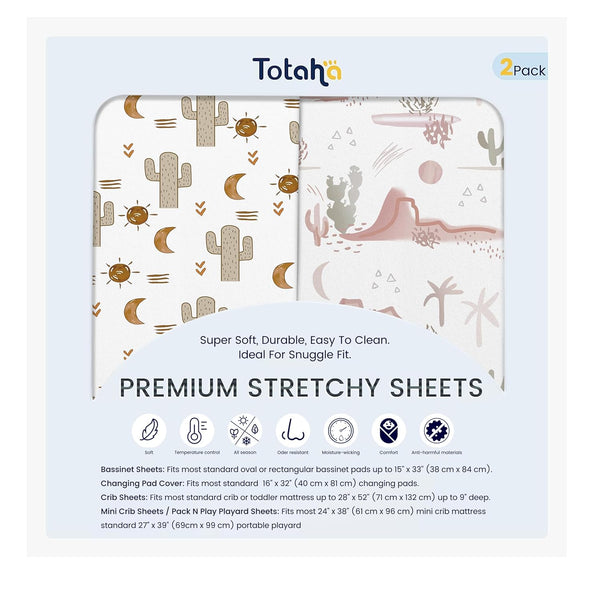 TotAha Cactus Changing Pad Covers - Buttery Soft Changing Table Cover for Girl Boy, Fit 32x16