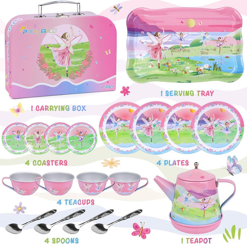 Set 3-5,53PCS Set 3-6 Tea Party for Toddles Musical Kids Tea for Little Girls with Dessert,Cookies,Doughnut,Cake,Cake