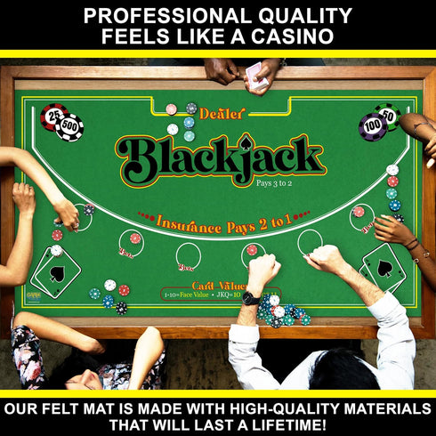 36 72 2-in-1 Gamie Double Sided Felt Casino Mat, x for Blackjack & Texas Holdem Poker, Texas Holdem Poker Mat