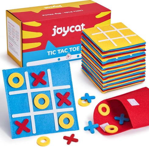 30 Pack JoyCat Tic Tac Toe Party Favors for Kids, Felt Travel Board Games with Storage Pouch, Classroom Prizes, Goodie