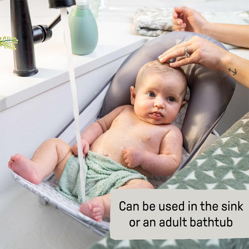 2-Position 0-6 20 Ingenuity Foldaway Baby Bath Seat, Adjustable Support for Sink or Bathtub, Ages Months up to Pounds