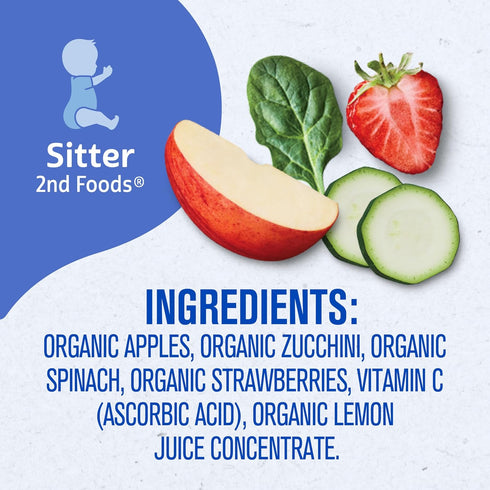 2 2 12-Pack Gerber Stage Baby Food, Organic Apple Zucchini Spinach Strawberry Puree Pouch, Servings of Fruit & Veggie