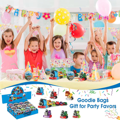 Sets, 12PCS 6 1 Sets, Mini Building Block Vehicle Train Toys Building Blocks, in STEM Toys Eggs Building Party Favors