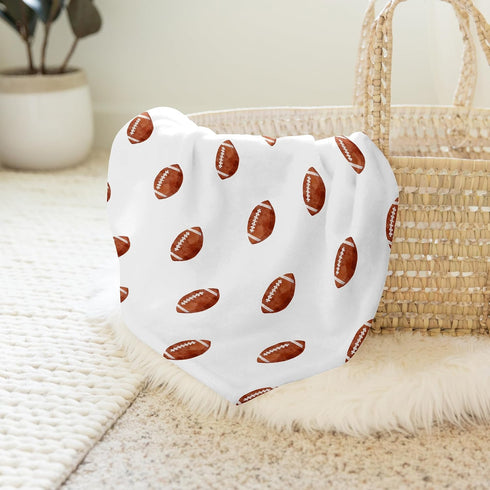 Sweet Jojo Designs Brown and White Football Boy Baby Swaddle Blanket for Infant Newborn Lightweight Jersey Stretchy