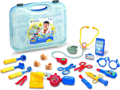 Learning Resources Pretend & Play Doctor Set, Blue - 19 Pieces, Ages 3+ Toddler Medical Kit