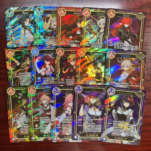 60PCS TCG Deck Cards, 55PCS Ultra Rare Cards, 5 Random UTR, Gilded Text English Version, Kamisato Ayaka ZhongLI