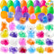 JOYIN 24 Pcs Easter Prefilled Eggs with Mochi Squishy Toy, Squeeze Toy