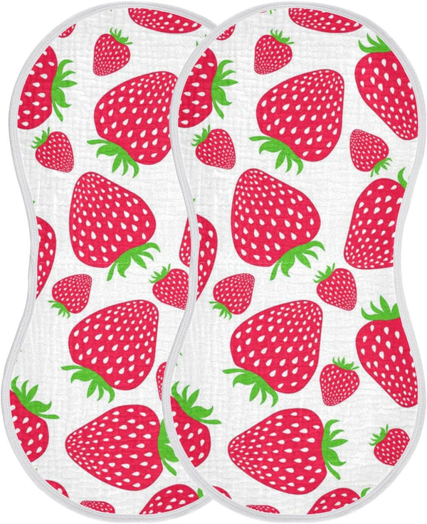 WELLDAY Muslin Baby Burp Cloths Set of 1, Soft Absorbent Cute Strawberry Muslin