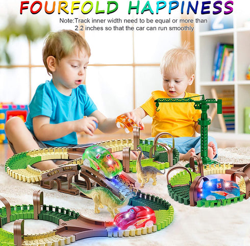 4pcs Tracks Cars Replacement - Light Up Magic Cars for Tracks Compatible with Glow in the Dark Toy Cars