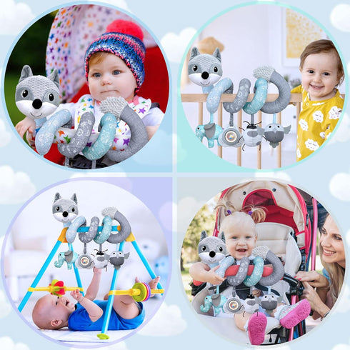 Baby Toys 0-3 Months, Car Seat Toys, Stroller Toys, Infant Toys 0-6 Months, Baby Spiral Toys with Music Rattle