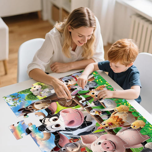 Kids,48 3-5,Large 4-8 Jumbo Floor Puzzle for Pieces Farm Animals Puzzles for Toddlers Barn Jigsaw Puzzles,Preschool