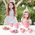 Set, Set Giant bean Porcelain Tea Pearl Pink Real Tea Party for Little Girls, British Royal Princess Series Teapot