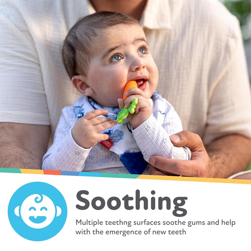 (2 Pack) 3+ Nuby NanaNubs Banana Massaging Toothbrush and Carrot Teether - Baby Teething Toys for Months