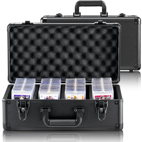 VEVOR 96 PSA Graded Card Storage Box with Key Lock, Foam Dividers for Sports Cards