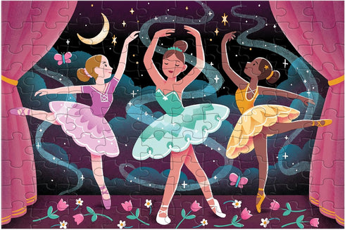 Mudpuppy 100 Piece Glow in The Dark Moonlight Ballet Puzzle, Magical Scene of Swan Lake for Ages 5 and Up