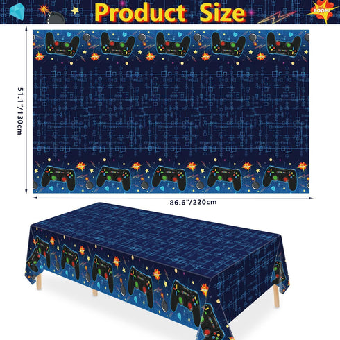 4 Pack Video Game Tablecloth Video Game Birthday Decoration Gaming Birthday Party Supplies 86” x 51” Rectangle Plastic Game party Table Cover for Kids Boys Girls Video Game Party Decorations Favors by INSPIREYEE