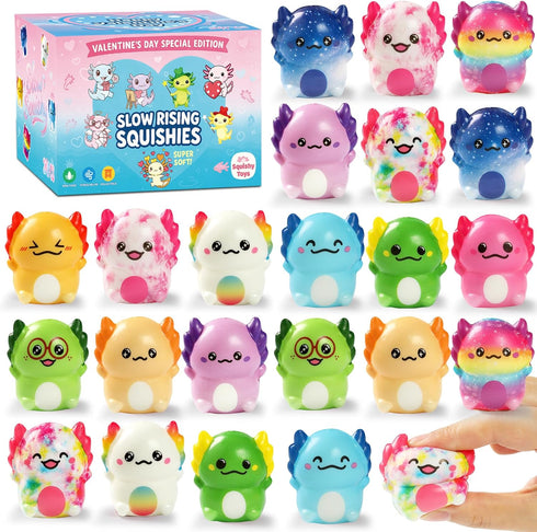 24pcs Axolotl Slow Squishy Toy,Axolotl Stress Relief Fidget Toy,Slow Rising Squishy Stress
