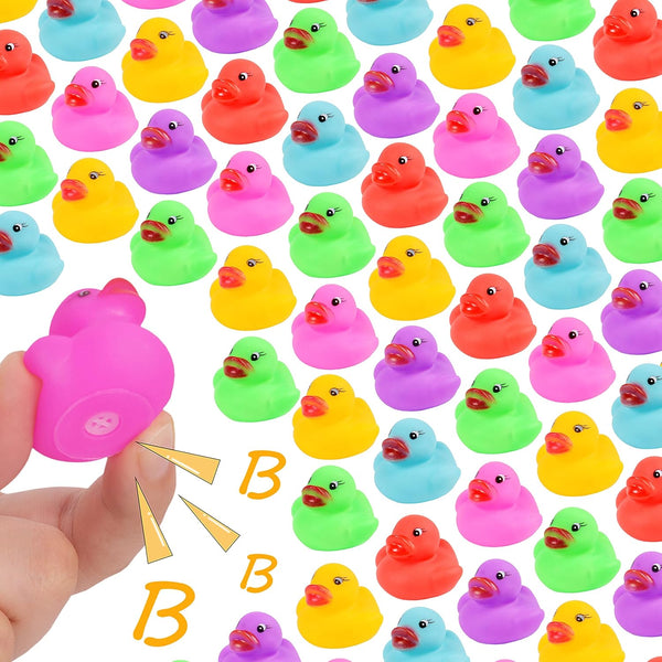 54-Pack Mini Colorful Rubber Ducks Set, Bath Toy for Kids, Float & Squeak Pool Toy Party Favors