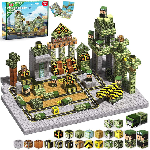 Annexfun Magnetic Blocks-100PCS Military Building Blocks Set, Kids Classroom Sensory Toy for