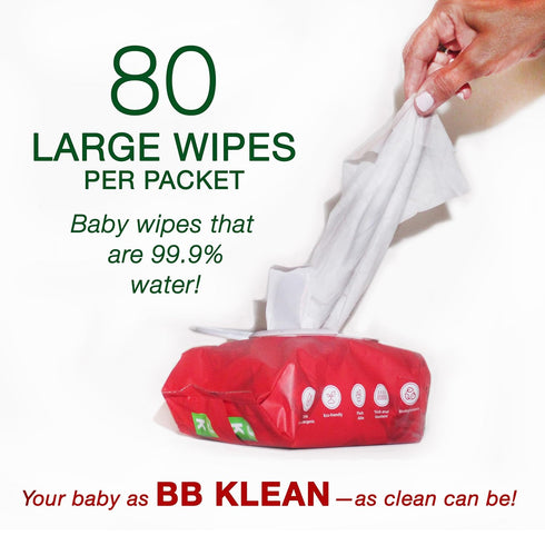 Generic 99.9% 80 (4) B.B. Klean Flushable Baby Wipes | Hypoallergenic | Sensitive Skin | Thick & Absorbent | Durable |