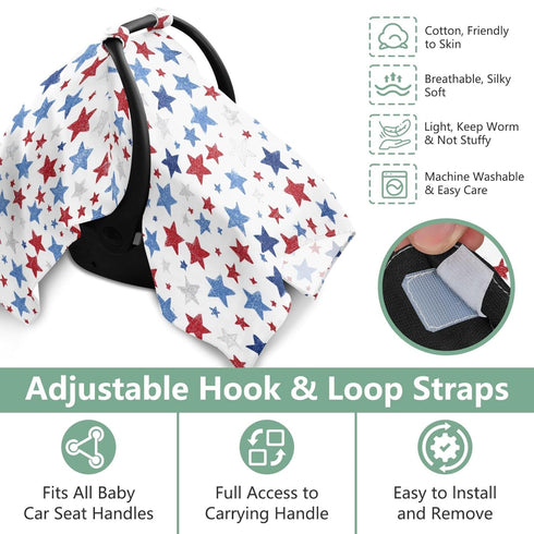 Mazeann 4th July Stars Car Seat Cover Baby Breathable Soft Infant Carseat Covers Canopies Babies Carrier Covers