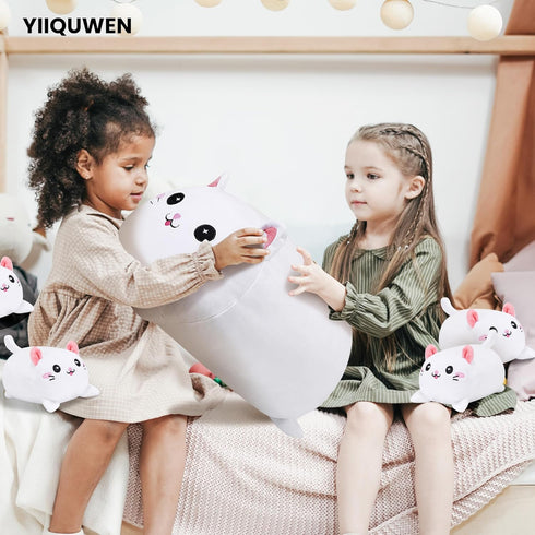 Cute Cat Plush Stuffed Animal with 4 Baby Soft Pillows, Birthday Gift for Kids