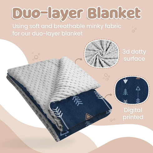 SANDJEST Baby Blanket for Boys with Double Layer Dotted Backing - Arrows Printed 30 x 40 Receiving Blankets Infant Newborn Toddler Gift for Baby Shower Birthday by SANDJEST