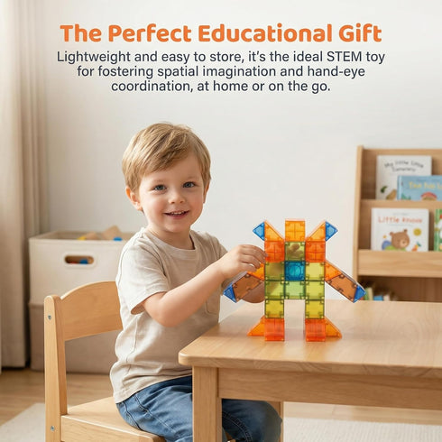 JINHUDIE (1.38 inches) 3D 1-3 4-8, Magnetic Building Blocks Magnetic Tiles - Building Blocks for Toddlers & Kids Ages