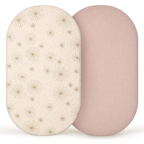 lulumoon Muslin Bassinet Sheets Baby: Cotton Bassinet Sheets Fitted for Boys and