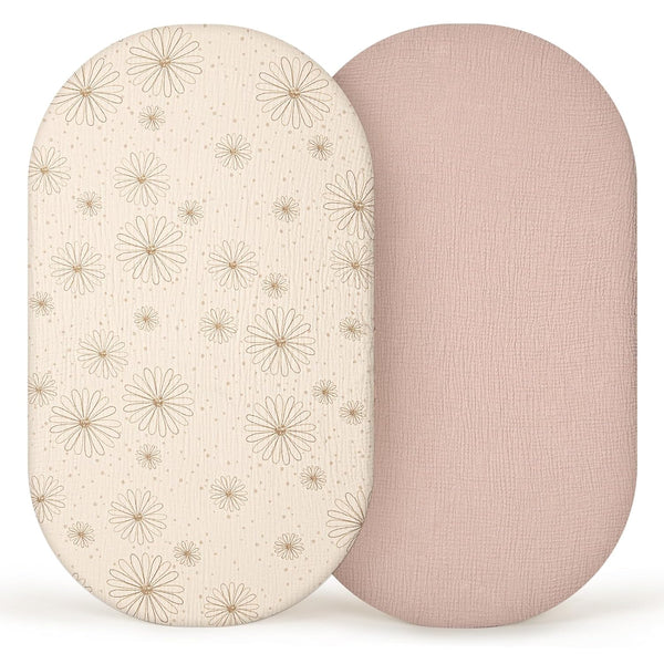 lulumoon Muslin Bassinet Sheets Baby: Cotton Bassinet Sheets Fitted for Boys and