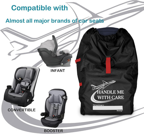 Hewjog Car Seat Travel Bag for Airplane, Carseat Cover for Air Travel for Infant Carriers Booster Convertible, Black