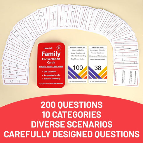 Conversation Cards for Kids, 200 Engaging Questions for Family Talks, Perfect for Strengthening Relationships