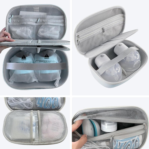 Gowing 2 Wearable Breast Pumps Carrying Bag, Hard Shell Case with Removable Tray, Watertight Breast Pump Storage Bag